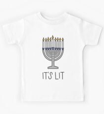 It's Lit Menorah Hanukkah Kids Tee