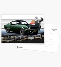 Steve McQueen Bullitt 1968 Ford Mustang Postcards