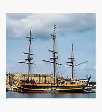Old pirate frigate and boats in St-Malo, France Photographic Print
