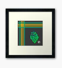 Teal and Green Iguana Plaid Framed Print