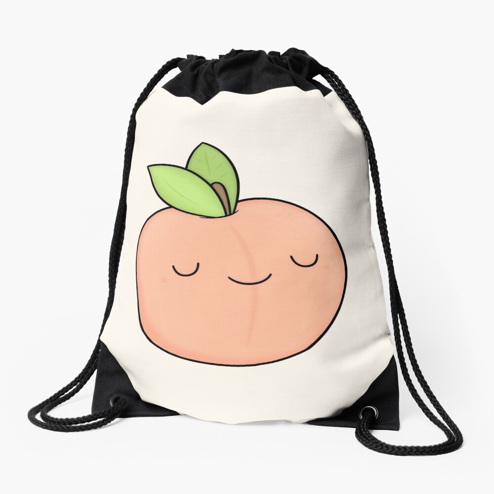 Happy Peach Drawstring Bag