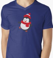 Cute Penguin on Ice Skates Men's V-Neck T-Shirt