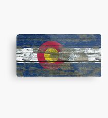 Flag of Colorado on Rough Wood Boards Effect Metal Print
