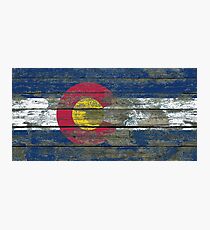 Flag of Colorado on Rough Wood Boards Effect Photographic Print
