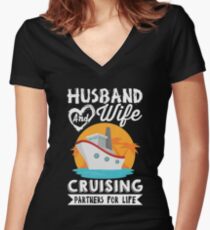 Husband and Wife Cruising Partners For Life Women's Fitted V-Neck T-Shirt