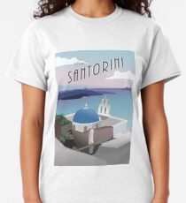 Visit Santorini Greece: Retro/Vintage Travel Poster Classic T-Shirt