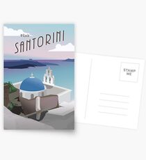 Besuchen Sie Santorini Griechenland: Retro / Vintage Travel Poster Postkarten