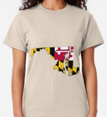 Maryland Map With Maryland State Flag Classic T-Shirt