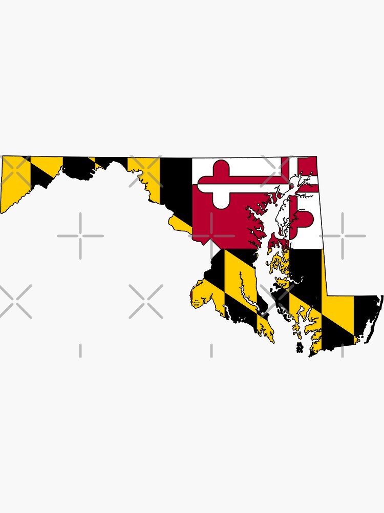 "Maryland Map With Maryland State Flag" Sticker by Havocgirl Redbubble