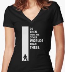 The Dark Tower - Worlds white Women's Fitted V-Neck T-Shirt