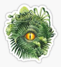 Watercolor dinosaur eye and prehistoric plants Sticker
