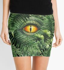 Watercolor dinosaur eye and prehistoric plants Mini Skirt