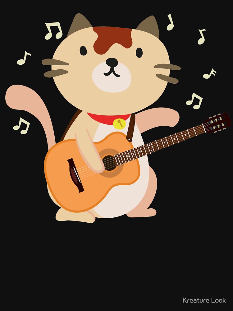 "Cat Playing Guitar guitarists tshirt guitar gifts for