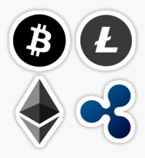 Cryptocurrency Logos Litecoin Bitcoin Ripple Ethereum Sticker