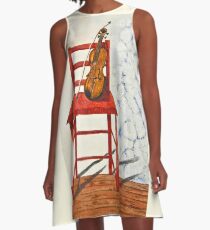 Violin in Repose Watercolor A-Line Dress