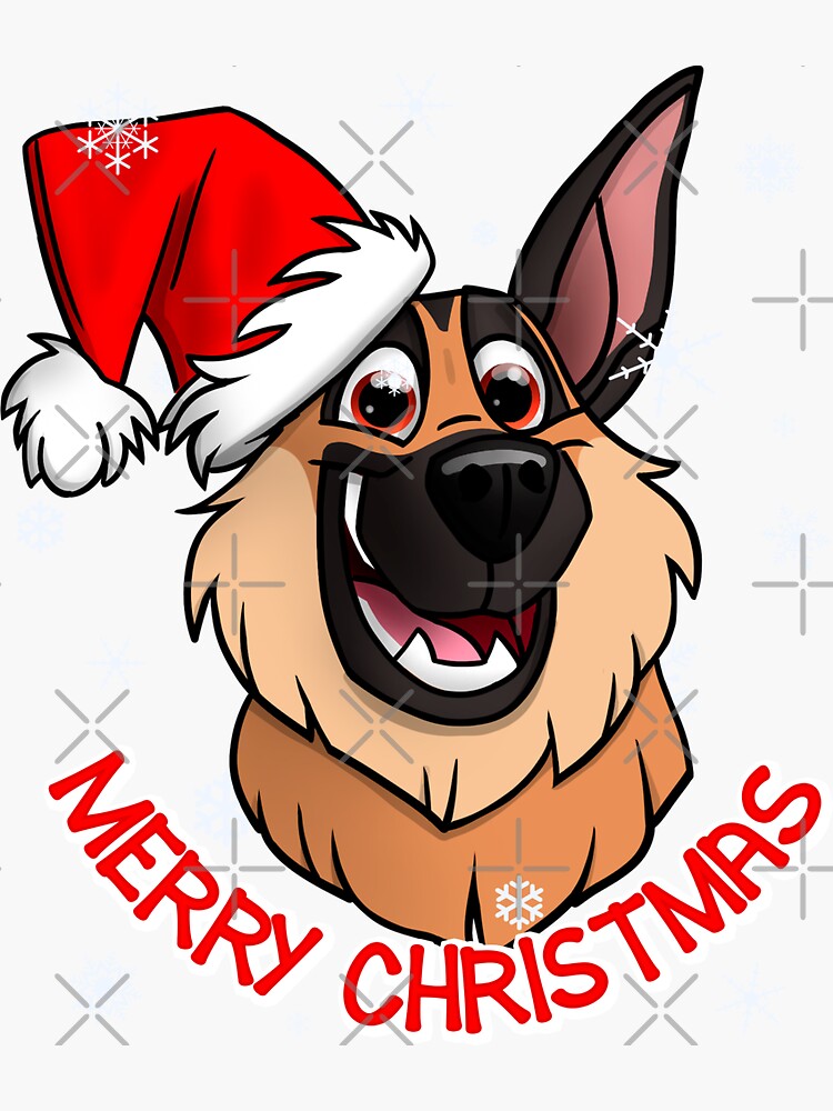 &quot;Merry Christmas German Shepherd&quot; Sticker by polygrafix | Redbubble