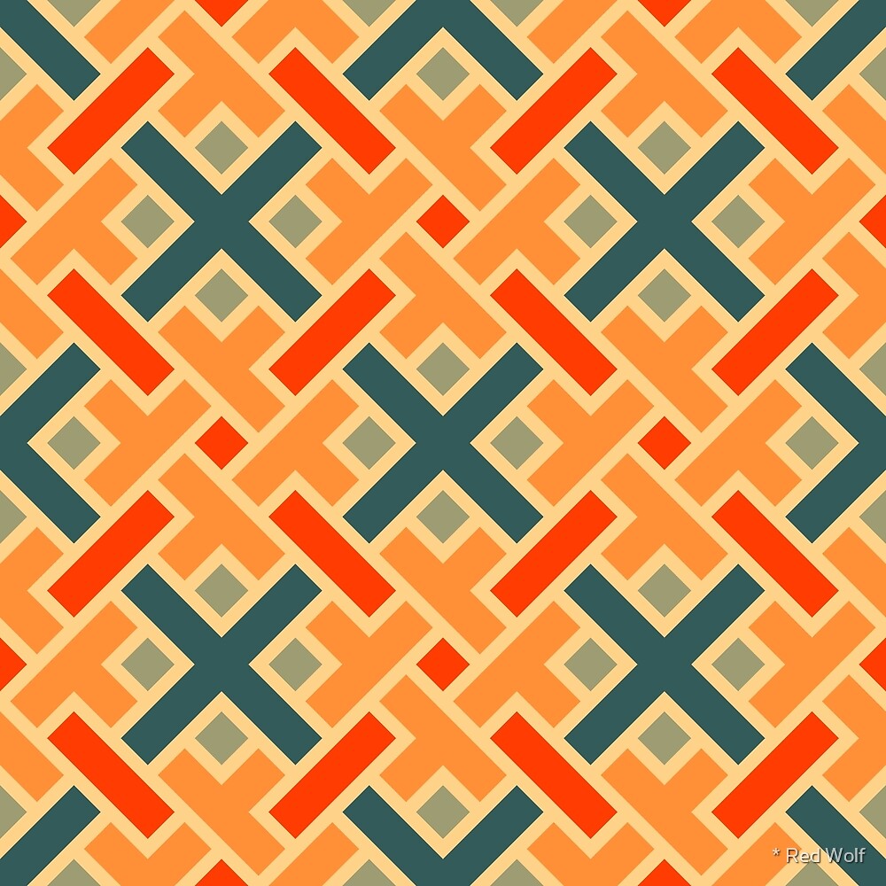 Geometric Pattern: Weave: Orange/Blue by * Red Wolf