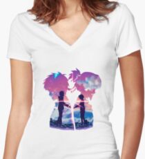 Kimi Nein Na Wa - Dein Name Tailliertes T-Shirt mit V-Ausschnitt
