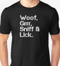 Wau, grrr, schnüffle und lecke Slim Fit T-Shirt