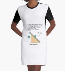 Physics problem: Suppose the coefficient of kinetic friction between the mass and the plane is known. #Physics #Education #PhysicsEducation,  Graphic T-Shirt Dress