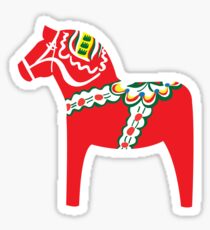 Röd Dalahäst - Rotes Dalapferd Sticker