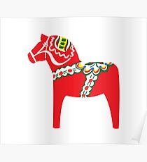 Röd Dalahäst - Rotes Dalapferd Poster