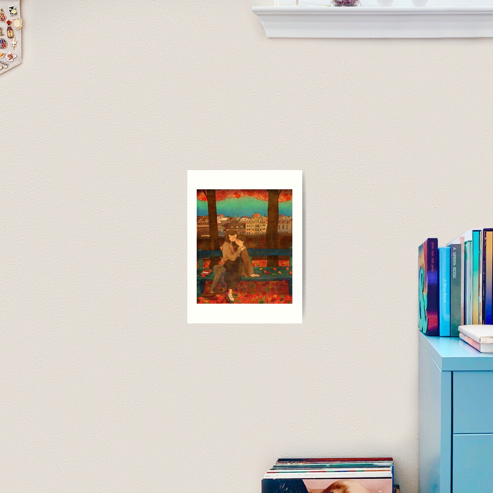 Romantic bench Art Print