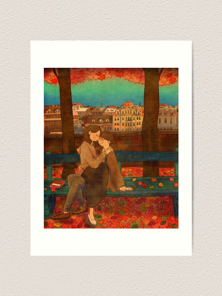 Alternate view of Romantic bench Art Print