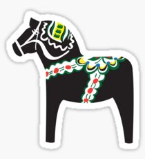 Svart Dalahäst - schwarzes Dalapferd Sticker