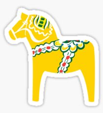 Gul Dalahäst - Gelber Dalapferd Sticker