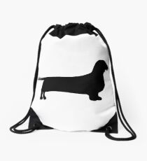 dachshund silhouette Drawstring Bag