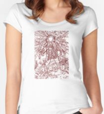 The Thing - Lines & Layers Deep Red Women's Fitted Scoop T-Shirt