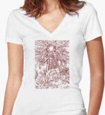 The Thing - Lines & Layers Deep Red Women's Fitted V-Neck T-Shirt