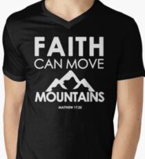 Faith Can Move Mountains Matthew 17:20 - Christian Gifts Men's V-Neck T-Shirt