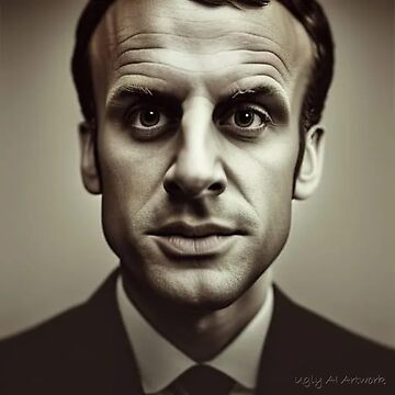 Emmanuel Macron Leader fran ais portrait en noir et blanc Sticker