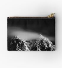 Black and white long exposure of clouds above mountain Studio Pouch