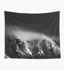 Black and white long exposure of clouds above mountain Wall Tapestry