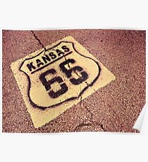 Historic Route 66 marker in Kansas. Poster
