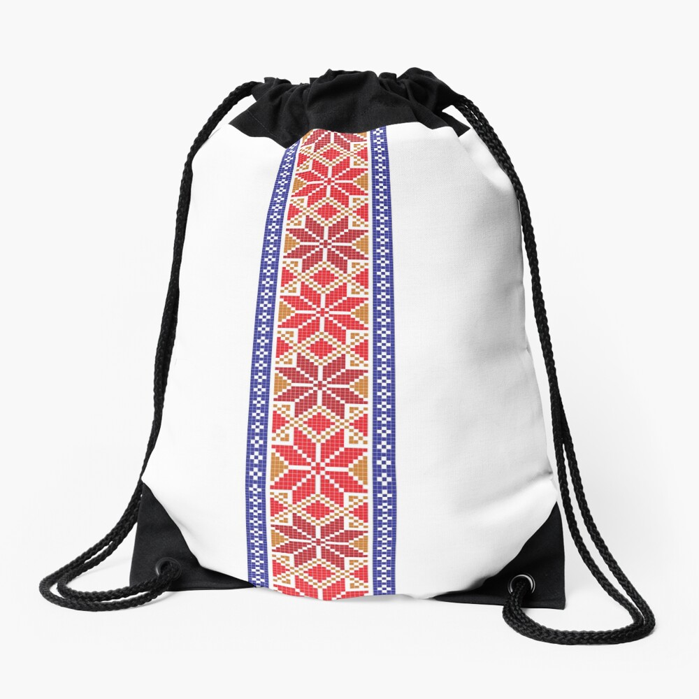 "Cross stitch pattern 01 white" Drawstring Bag by ZsaMo Redbubble