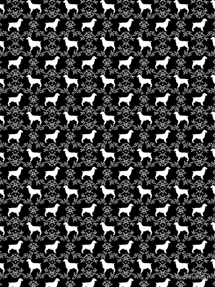Boykin Spaniel silhouette floral dog breed pet pattern silhouettes of dogs by PetFriendly