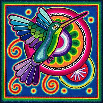 8 x 8 Huichol Yarn Art Painting Blessing of the Sun, Mexican Folk Art Wall  Hanging, Bohemian Decor