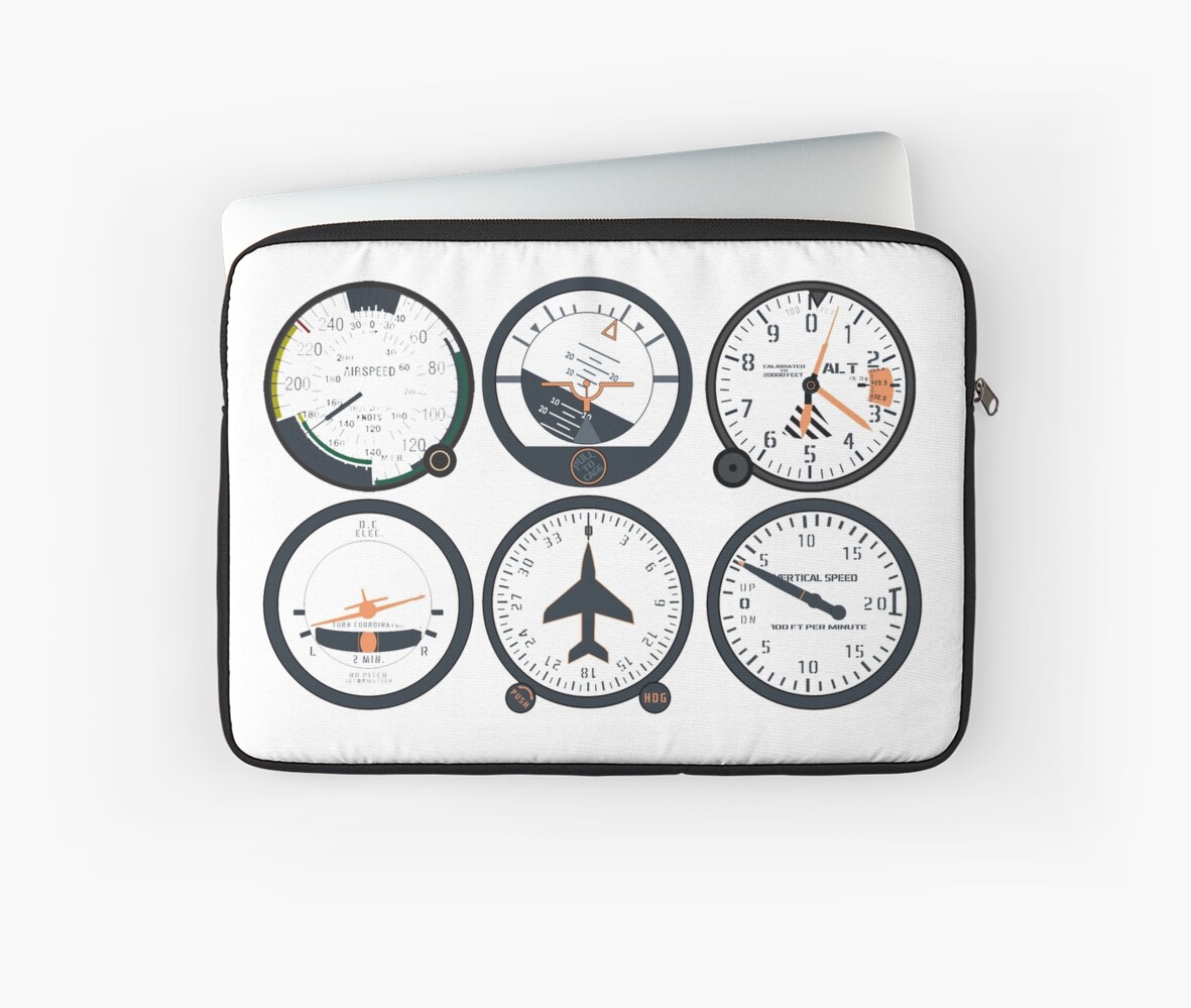"Basic Six Flight Instruments" Laptop Sleeves by RealPilotDesign Redbubble