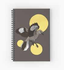Northern Mockingbird With Yellow Circles Design Spiral Notebook