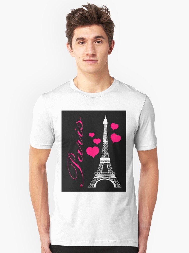 Paris Eiffel Tower Pink Black T Shirt By Beachbumfamily