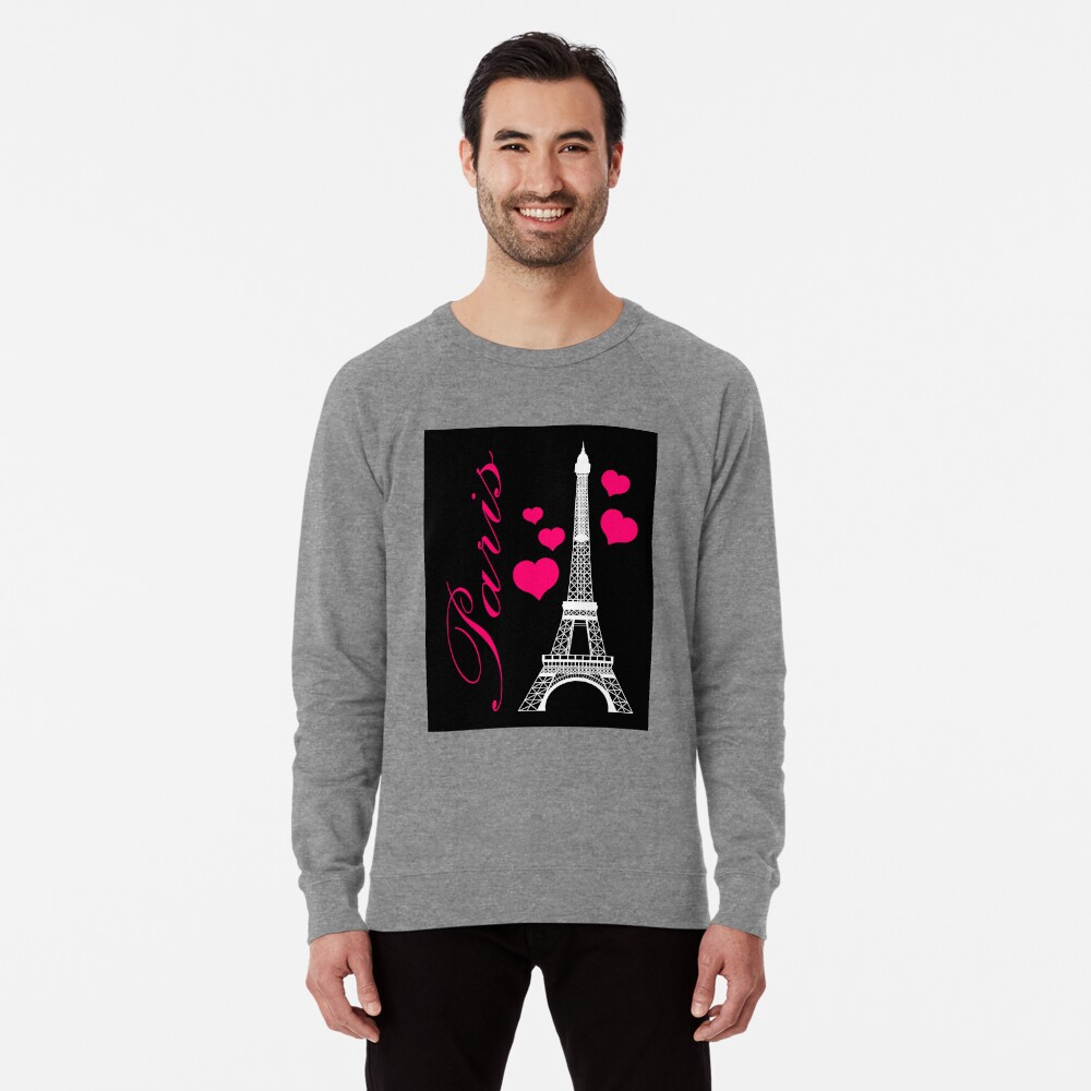 Paris Eiffel Tower Pink Black Lightweight Sweatshirt