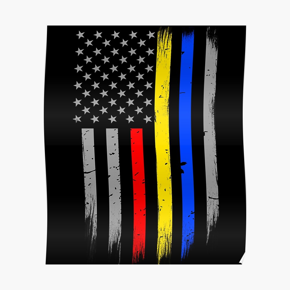 Police Fire Dispatcher Flag Poster By Bluelinegear Redbubble   Poster,840x830,f8f8f8 Pad,1000x1000,f8f8f8 