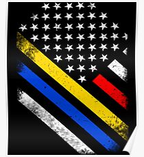 Thin Blue Red Gold Line Public Service Poster