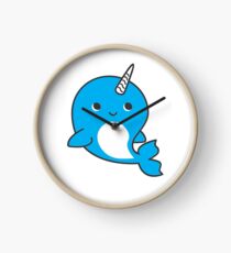 Glückliches Narwhal-Einhorn des Seeaufkleber-Abziehbilds Uhr