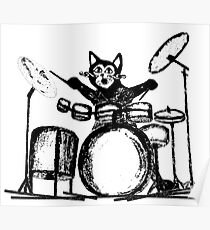 Drummer Cat Poster
