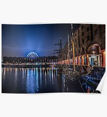 Liverpools Albert Dock at night Poster